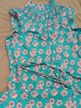 Boden Teal and Pink Floral Smocked Maxi Dress. Excellent Condition. Never Worn.